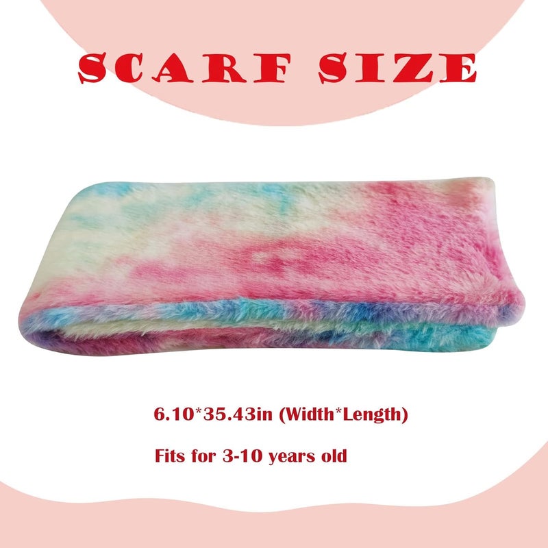 Piewag Kids Toddler Scarf Winter Rainbow Scarf Gradient Cross Tie Collar Fluffy Fur Plush Scarves Neck Warmer for Girls Boys - Image 4